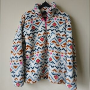 Eddie Bauer Aztec Multicolor Fleece Quarterzip Pullover